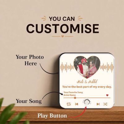 Wedding Gift for Couples Personalized Musical Fridge Magnet with Photo & Song Gift for Bride and Groom Memory Gift for Husband Wife